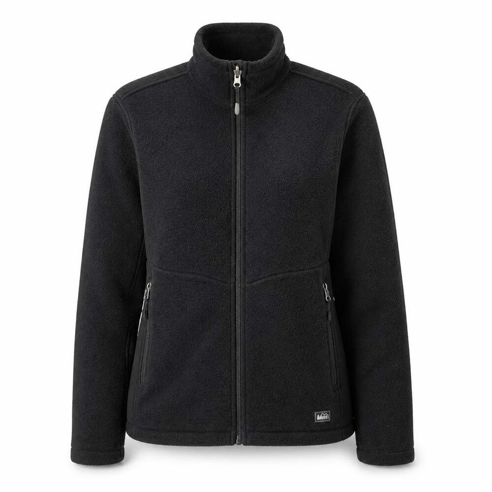 REI Co-op Women's Black Fleece Jacket XL Full Zip Mock Neck Hiking Outdoor Layer